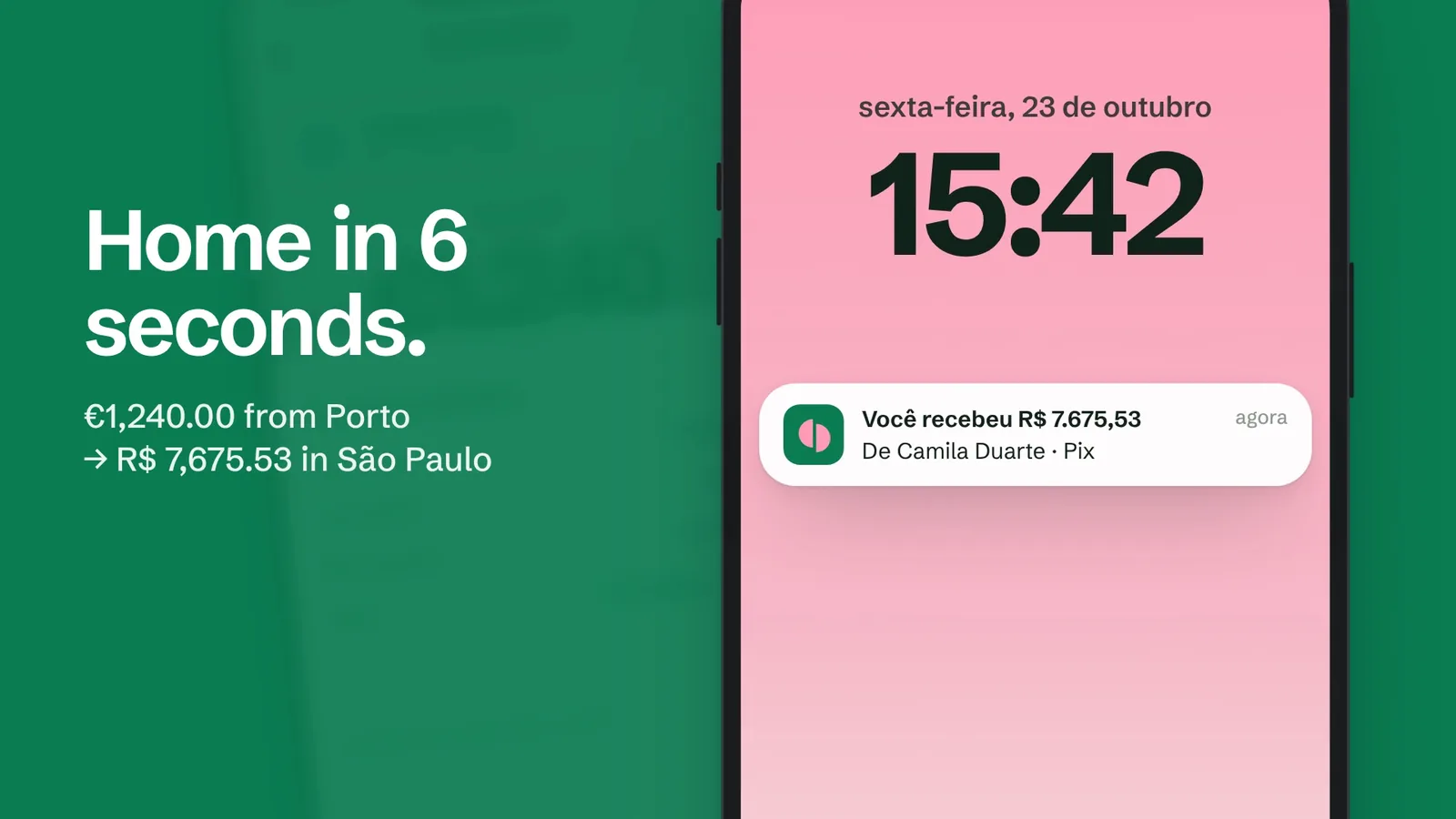 Mezzo: 16:9 poster · two phones, Porto to São Paulo