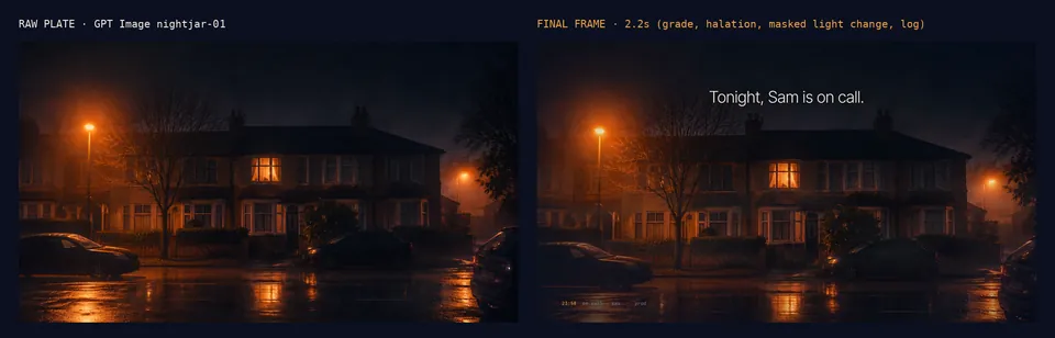 Raw plate and final frame: Street.