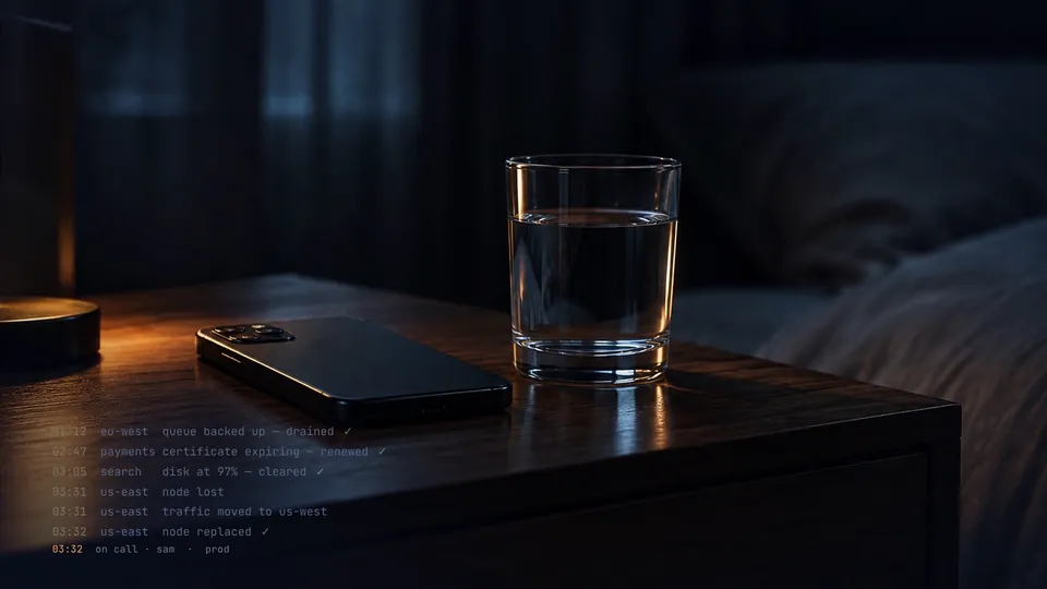 Nothing Happened Tonight, frame 4: The glass beside the phone. The water does not move.